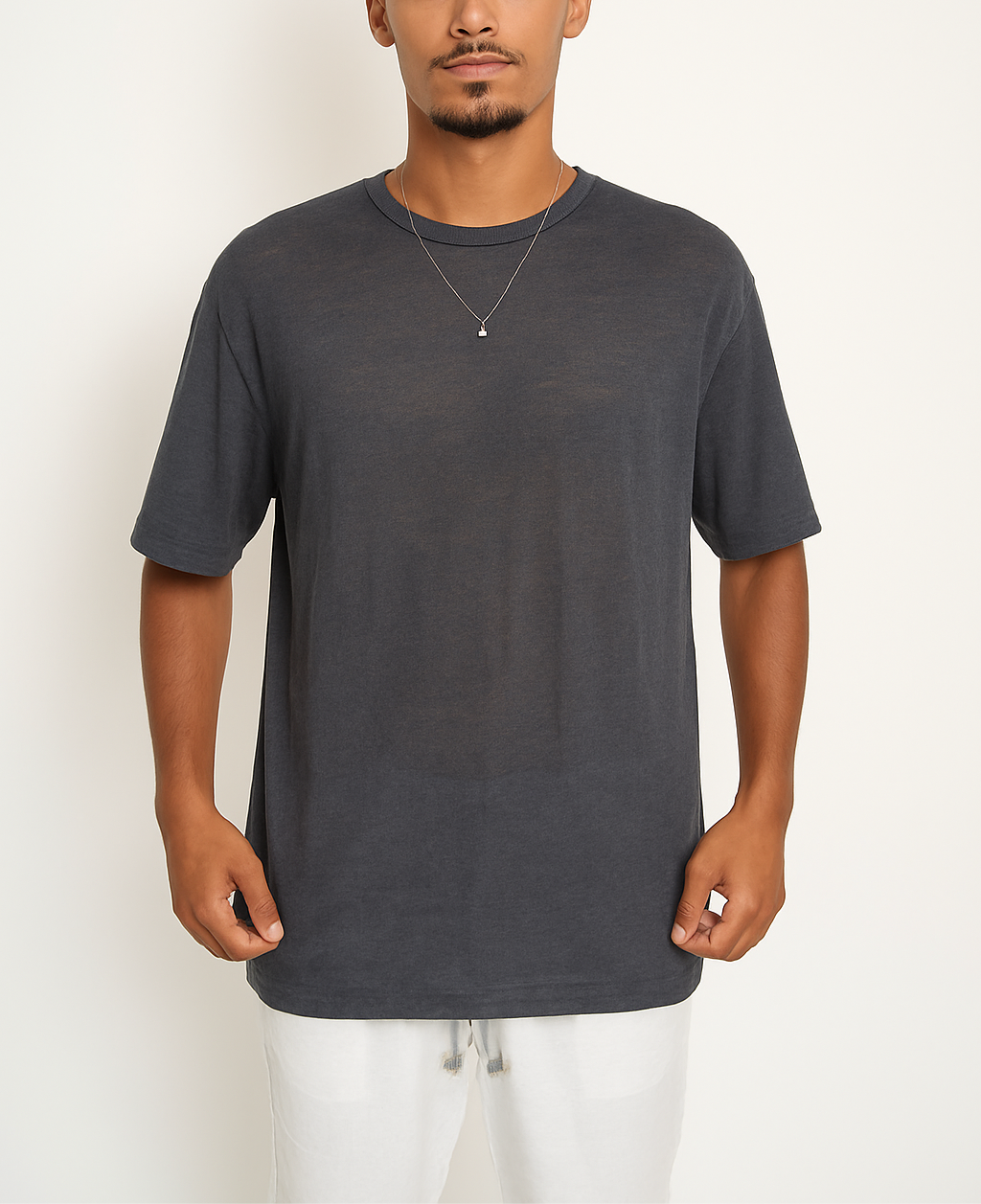 LINEN T SHIRT - GREY