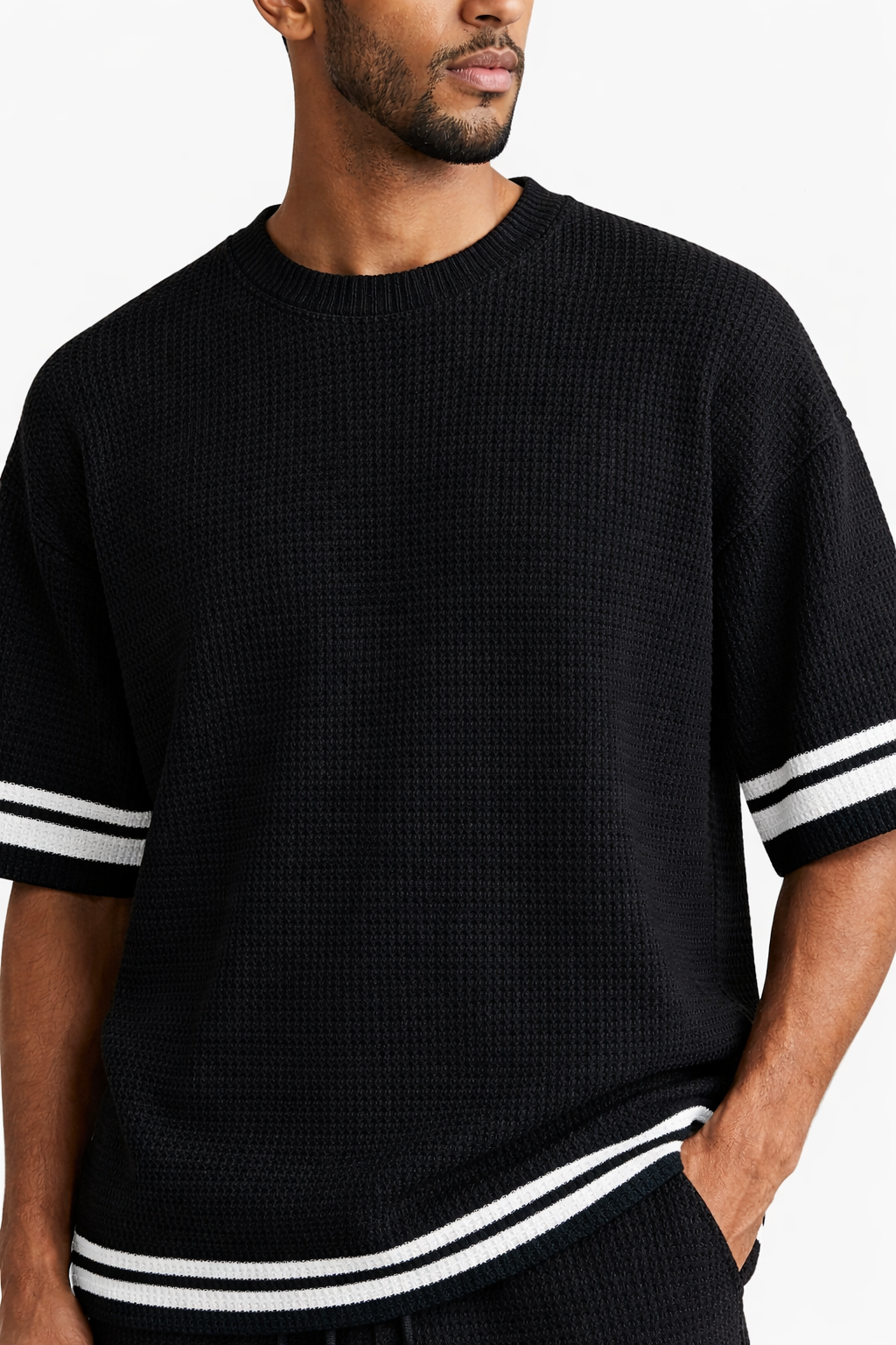 KNITTED T SHIRT IN BLACK | FILI SET