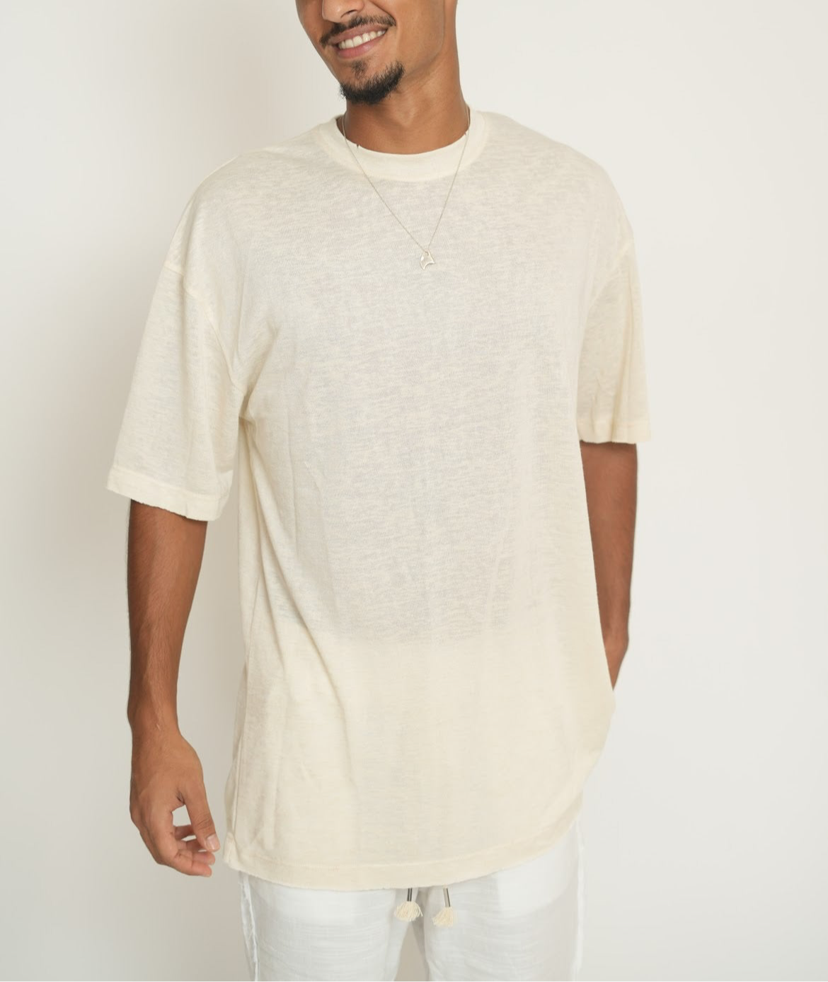 LINEN T SHIRT - BUTTER
