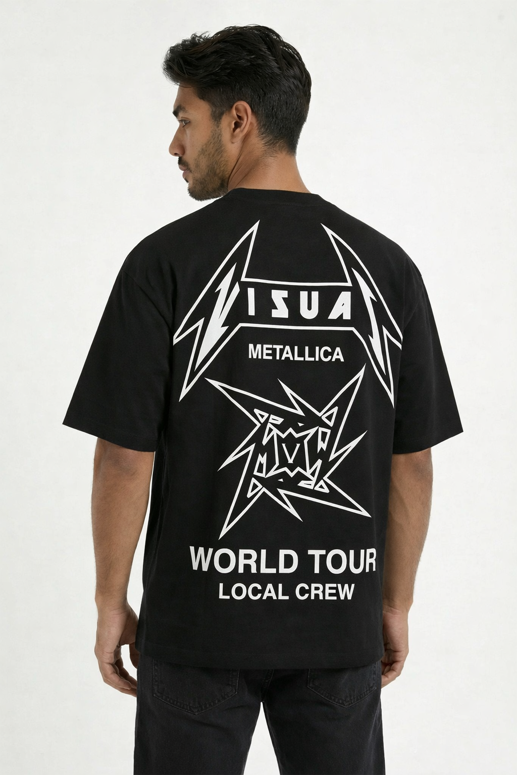 METALIC T SHIRT IN BLACK