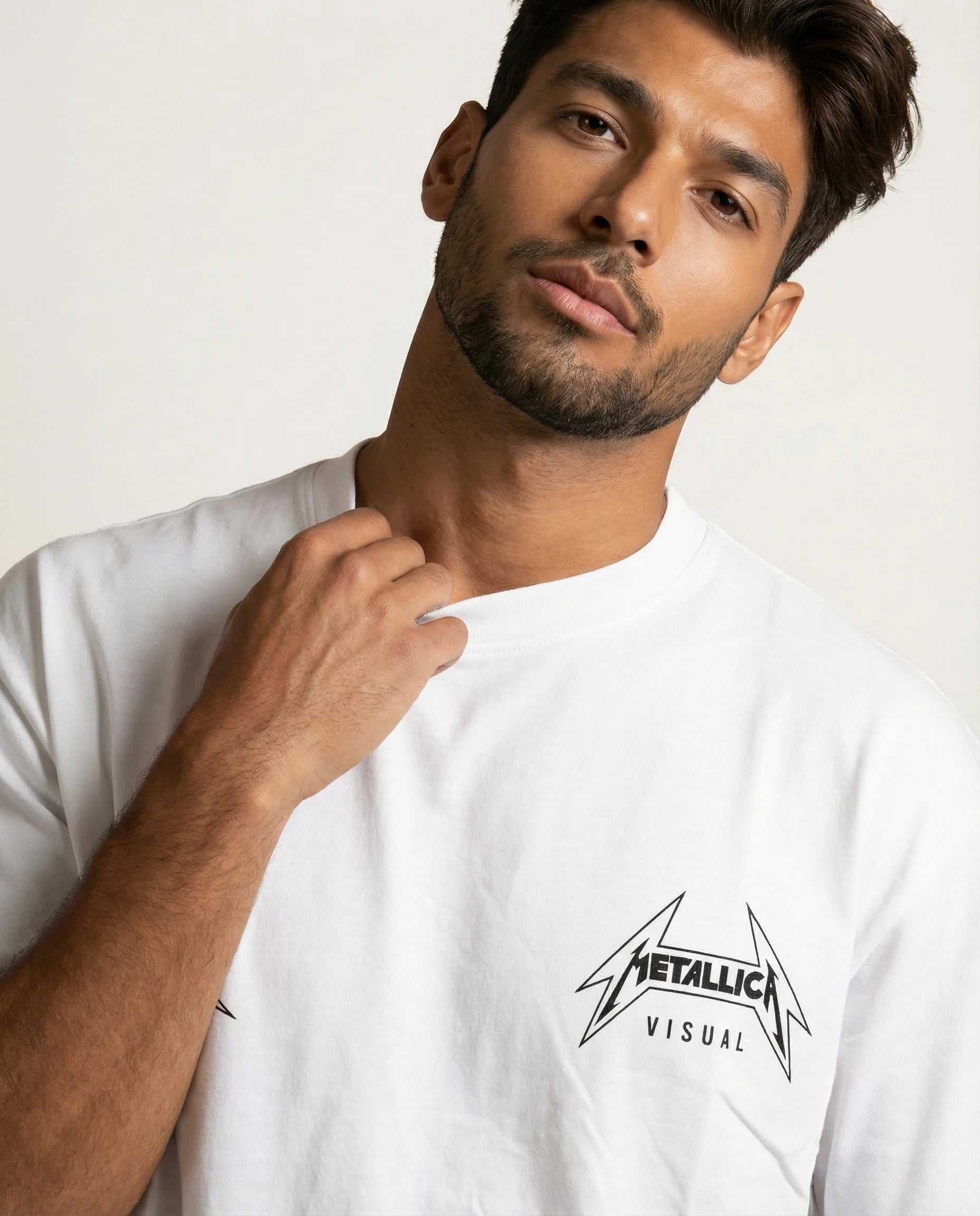 METALIC T SHIRT IN WHITE