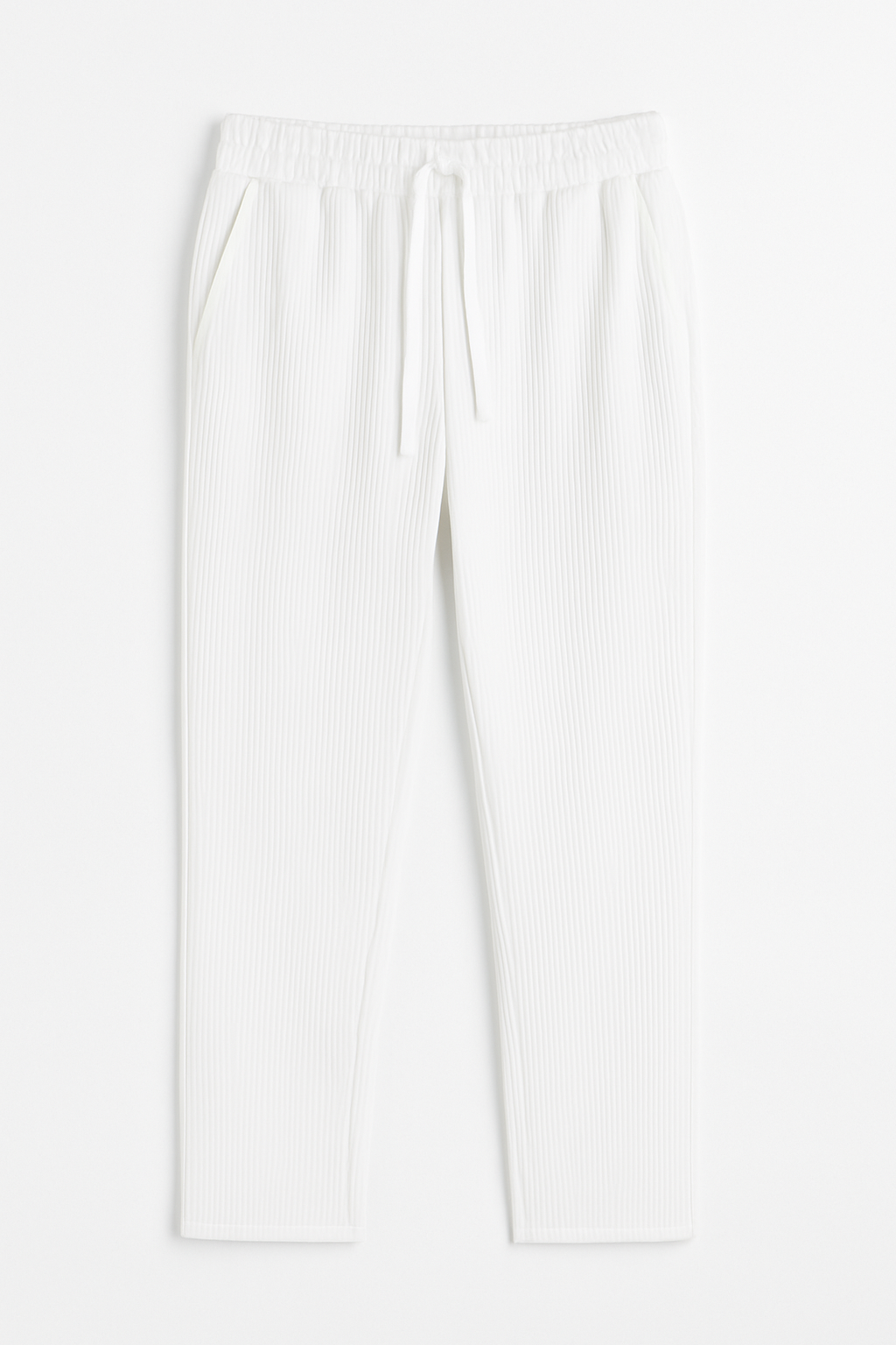 WHITE  WAFFLE LONG PANTS