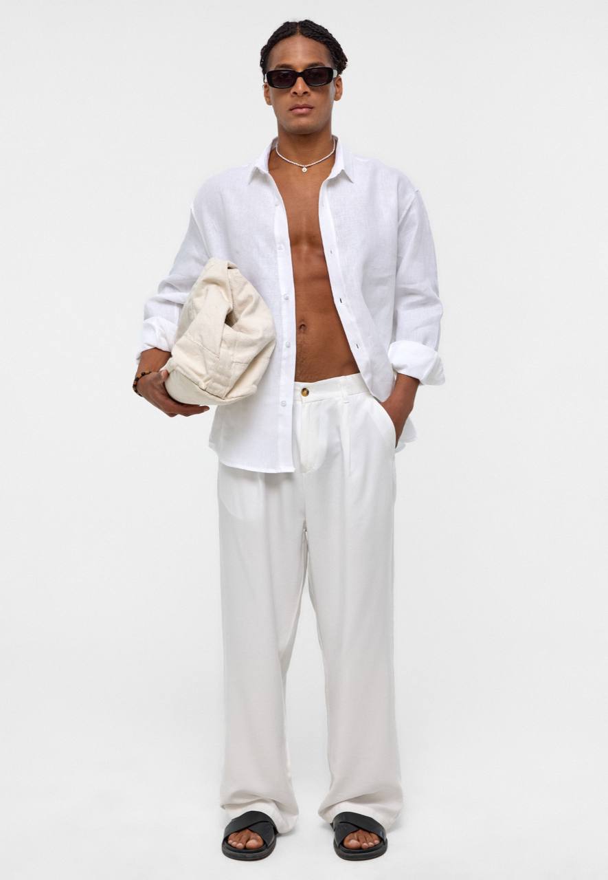 LINEN LONG SLEEVE IN WHITE