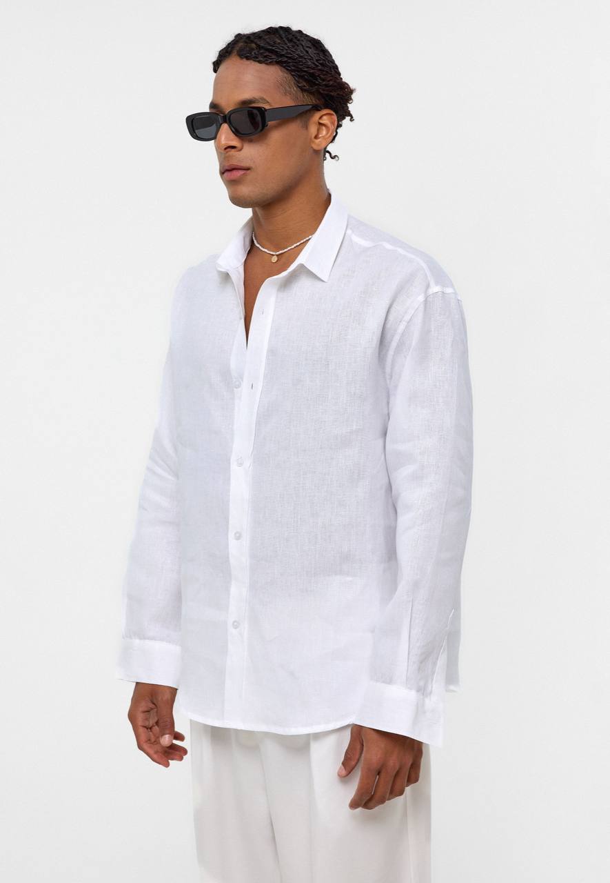 LINEN LONG SLEEVE IN WHITE